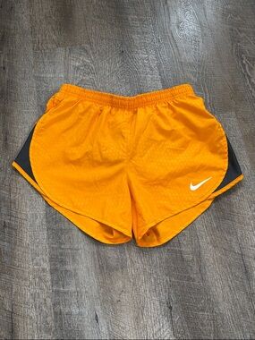 Nike Orange Athletic Running Shorts with Black Panels